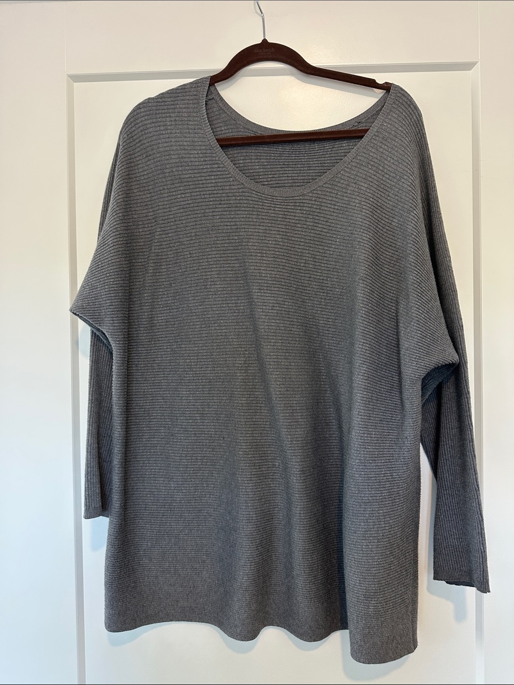 Gray Women's Ribbed Knit Sweater